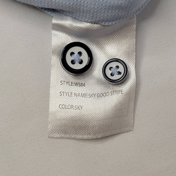 Craft Flow Seersucker Sky Blue Long Sleeve Pattern Flip Cuff Button Shirt Large - Picture 7 of 10